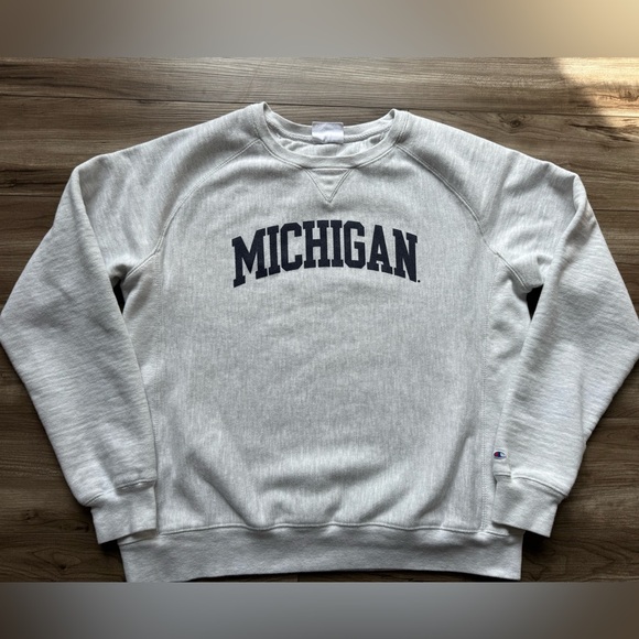 Champion Other - Champion grey Reverse Weave crewneck sweatshirt Michigan Unisex Size L